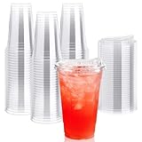[90 PACK] 20 oz Clear Plastic Cups With Strawless Sip Lids, Disposable Plastic Cups With Sip Through Lids for Ice Coffee, Smoothie, Slurpee, or Any Cold Drinks