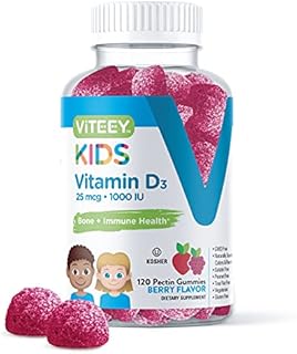 [120 Count] Vitamin D3 Gummies 25mcg 1000 IU Formulated for Kids - Bone Health, Immune Health, Joint Muscle Support - Dietary Supplement, Gelatin Free, Pectin Based - Berry Flavors Chewable Gummy