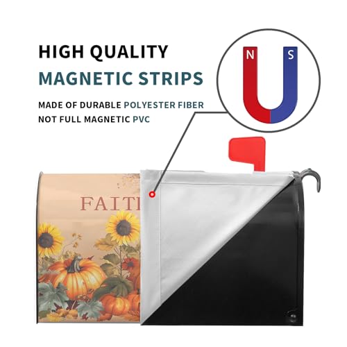 Image of Fall Mailbox Covers Magnetic Standard Size 18X21 Inch Autumn Harvest Pumpkin Decorative Mailbox Covers Magnetic Thanksgiving Maple Leaf Mailbox Post Cover Mailbox Wraps Decor for Home Garden Yard