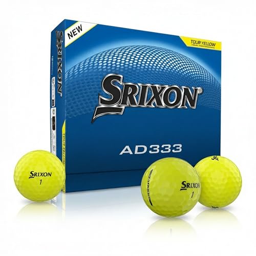 Srixon AD333 Long Distance Golf Balls (New Generation) | Softer Feel and Exceptional Control | Eco-Friendly Packaging | Gift Idea for Golfers | 12 Pieces | Yellow