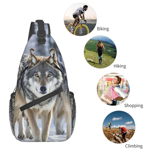Morrales Sling Crossbody Pack of wolves para Trekking miniatura 5
