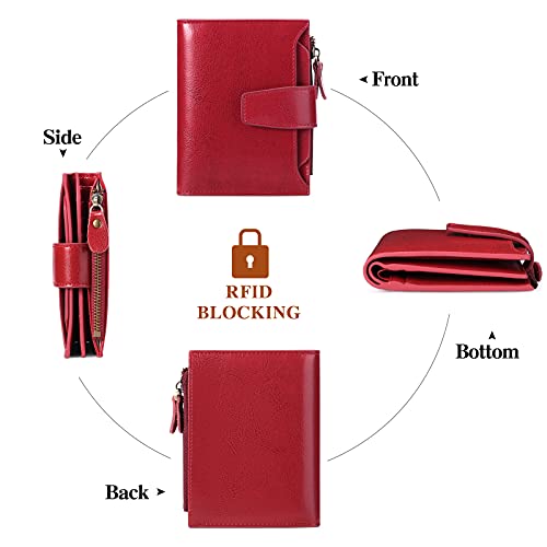 Image of FALAN MULE Small Wallet for Women Leather Bifold Compact RFID Blocking Small Womens Wallet Purse