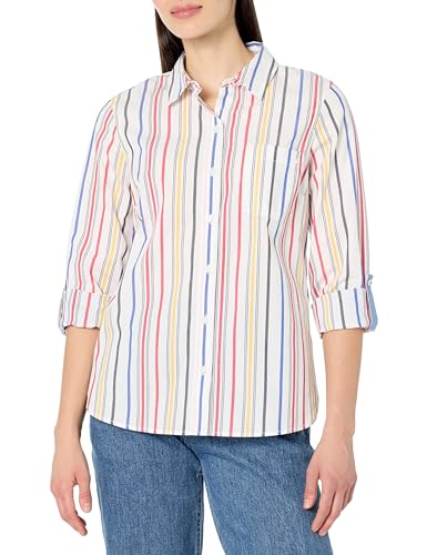 Image of Nautica Women's Button Front Long Sleeve Roll Tab Shirt