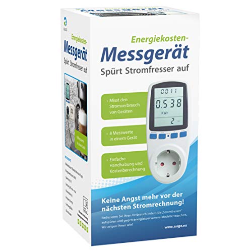 Tevigo Energiekosten-Messgerät, Stromtarif frei einstellbar, Stromverbrauch, aufspüren von Stromfressern | Deutscher Hersteller