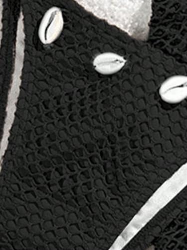 SISKIN Bikini Sets for Women, 3 Piece Swimsuits for Women, Beach Vacation Sexy Tie Mesh Crochet Shell Solid Color Bikini4