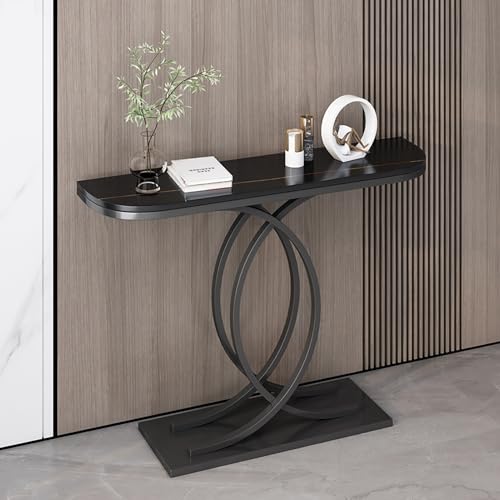 Consola Moderna Industrial - Mesa Estrecha para Entrada, Sala, Dormitorio y Oficina - Elegante Mesa Auxiliar para sofá (Negra, 120 x 30 cm)