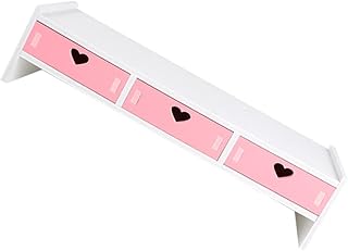 Homoyoyo Monitor Riser Stand Screen Riser Laptop Stand Heightening Shelf Printer Organizer Elevator Holder Bracket with Love Heart Drawer for Computer Pink White