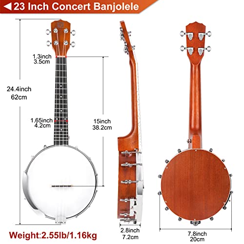 Banjo 4 Cordes Banjolele Banjolele 23 Pouces Portable Voyage Concert Banjo pour Débutant Adultes by Vangoa - Les Beatles, Paul McCartney, John Lennon, RIngo Starr, George Harrison Banjo 4 Cordes Banjolele Banjolele 23 Pouces Portable Voyage Concert Banjo pour Débutant Adultes by Vangoa – Image 5