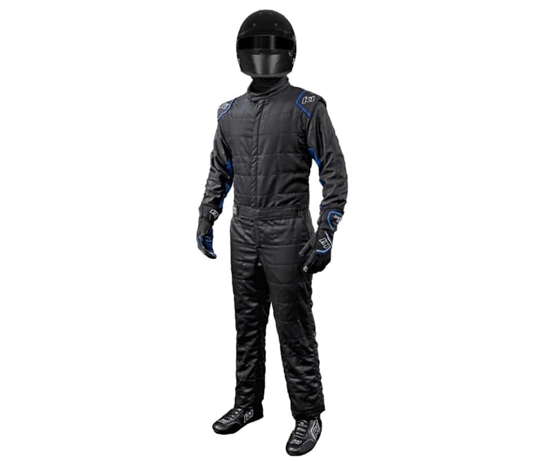 Macacão de Corrida K1 RaceGear Outlaw 1 Peça SFI 3.2A/5 em Nomex Preto e Azul Tamanho XX-Large