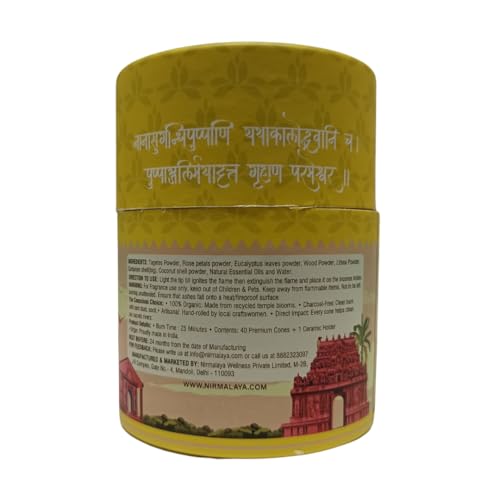 Image of Nirmalaya Premium Jasmine Dhoop Cones | 60 Bambooless Incense Cones with Stand | Made from Sacred Flowers | Charcoal Free Cones | 25 Min Burn Time for Pooja & Meditation