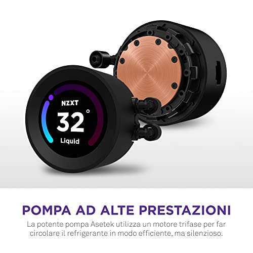 Kraken Elite 280 - RL-KN28E-B1-280mm AIO CPU Liquid Cooler - Customizable 2.36"" Wide-Angle LCD Display for GIFs, Images, Performance Metrics and More - 2 x F140P Fans - Black - Sistema di raffreddamento - Immagine 3