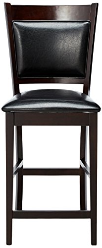 Coaster-Furniture-Jaden-Transitional-Upholstered-Counter-Height-Dining-Chair-Set-of-2-Black-Faux-Leather-Polyurethane-Espresso-Brown-100959 Coaster Furniture Jaden Transitional Upholstered Counter Height Dining Chair Set of 2 Black Faux Leather Polyurethane Espresso Brown 100959