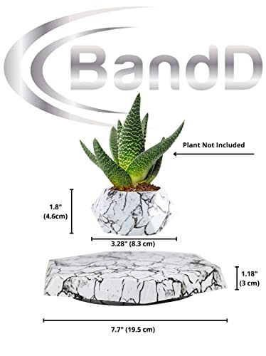 Bandd Plant Pot For Succulents, Air Bonsai & Air Plants. Planter For Home, Office & Desk Decor. Magnetic Floating Levitating Display. (Marble) #TOP4