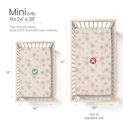 Image of lulumoon Mini Crib Sheets Muslin: Soft Cotton Fitted Mini Crib Mattress Sheets for Boys and Girls 2Pack
