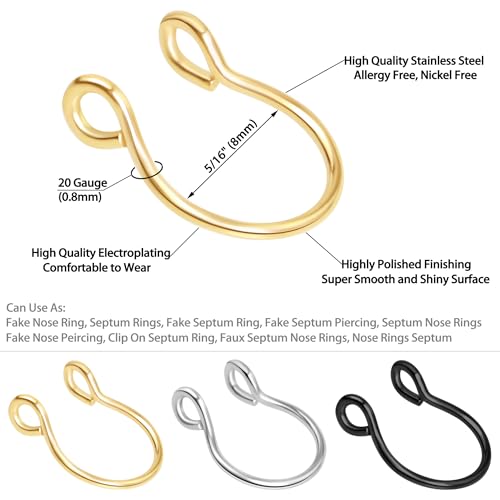 2-5 Pcs 18G 20G Nose Rings Hoops Nose Piercings Nose Piercing Jewelry Fake Nose Ring Fake Septum Double Hoop Nose Ring Hoop Lip Nose Rings for Women Clip On Helix Cartilage Hoop Earrings2