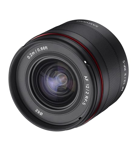 Samyang 12mm F2.0 AF Ultra Wide Angle Lens for Canon RF-S Mount – Compact APS-C Prime, Fast F2 Aperture, Autofocus, Weather Sealed, Linear STM, 62mm Filter, Ideal for Travel, and Night Photography