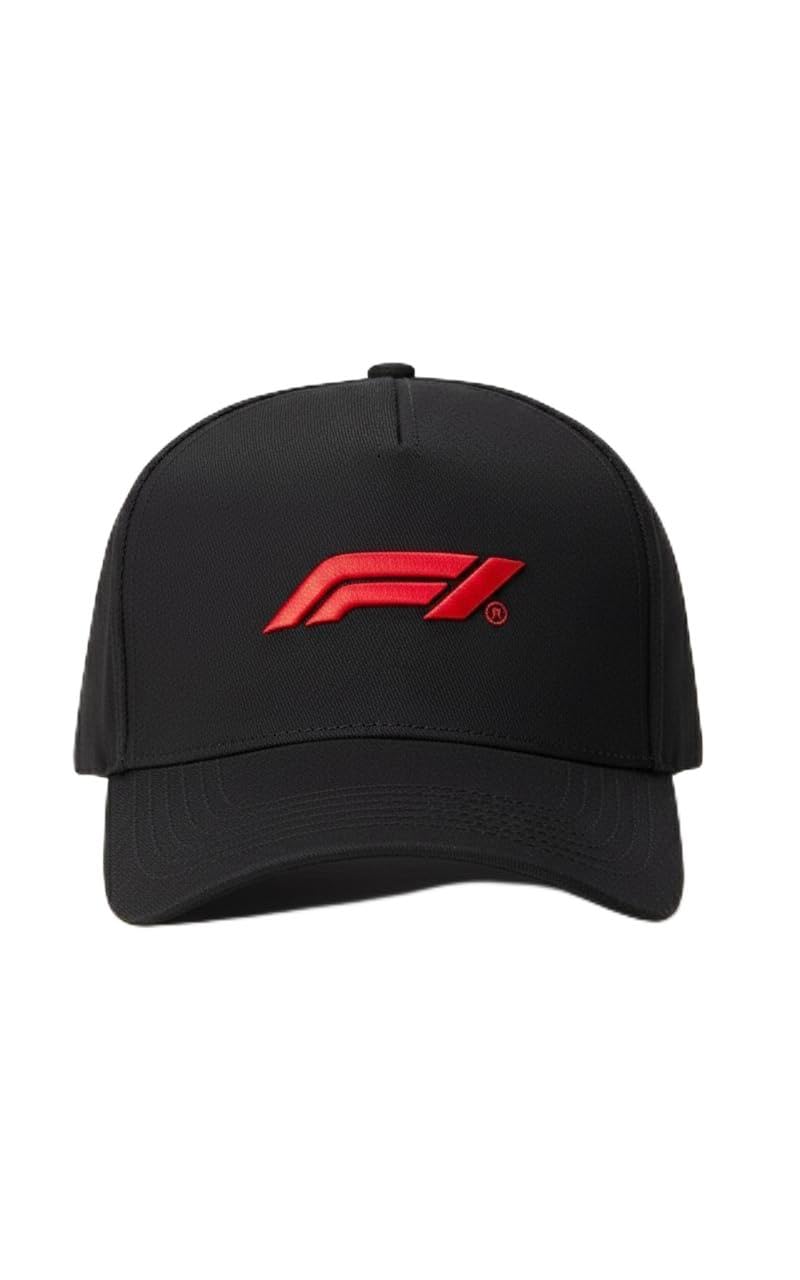 F1 Black Baseball Cap with Red Logo Embroidery, Adjustable Sports Hat-image-7