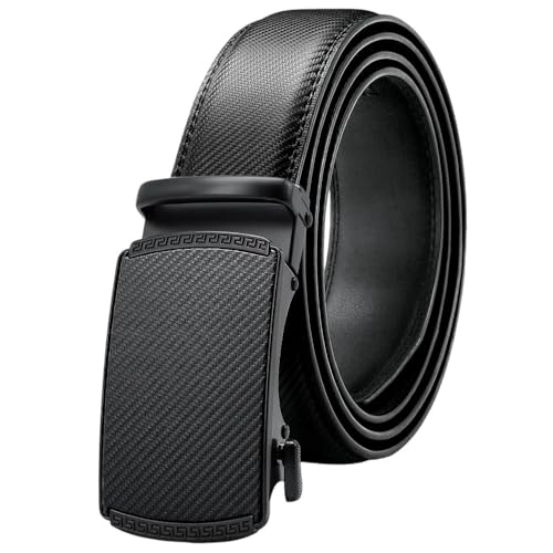 Men's Adjustable Ratchet Strap, Automatic Winding, Casual Genuine Leather Belt Tpzd-219Bk 120cm