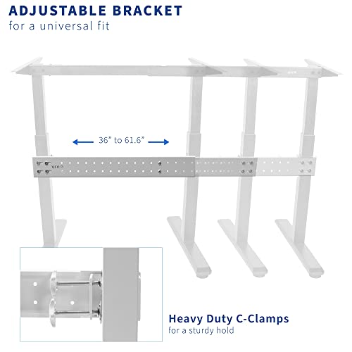 Vivo Universal Steel Clamp-On Desk Stabilizer Bar, 36 To 61.6 Inch Bracket Support System For Sit To Stand Desk Frames, White, Desk-Stb01W #TOP2