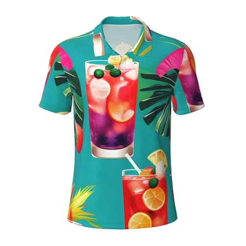 Polo imprimé cocktails tropicaux homme chemises décontractées manches courtes été