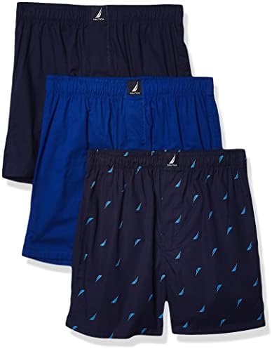 Nautica Herren-Boxershorts aus gewebter Baumwolle, Mehrfarbig, Größe L, 3er-Pack