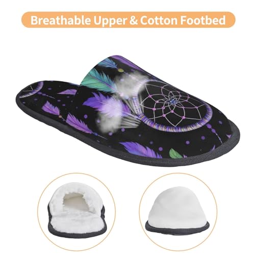 Dreamcatcher With Colorful Feathers Pattern Women's Fuzzy Slippers Comfy Non Slip for Women Mom Girlfriend Indoor Outdoor4