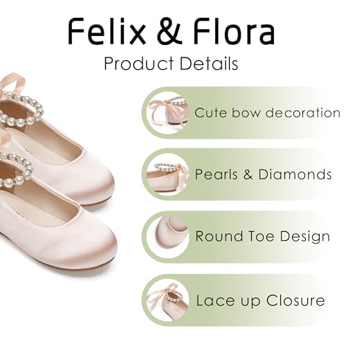 Image of Felix & Flora Girls Toddler Little Ballet Shoes - Flower Girls Mary Jane Flats Dress Shoes Party Wedding