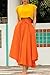 chouyatou Women's Elegant High Waisted Side Slit Irregular Bohemian Maxi Skirt with Pockets (Large, Orange)
