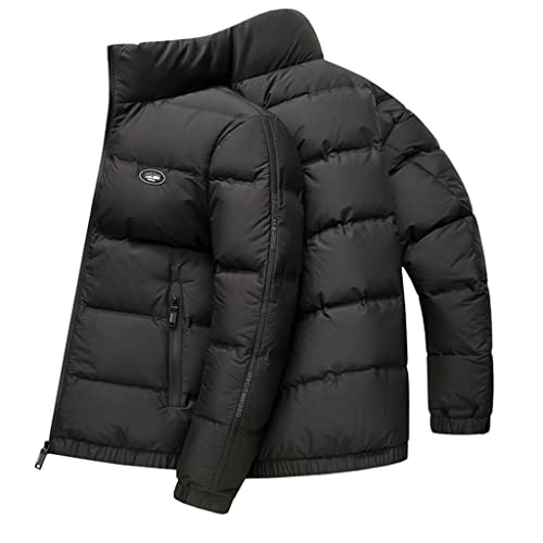 Men's Thickened Down Jacket Men's Winter Windproof Casual Warm Standing Collar Thick Jacket(2XL)2