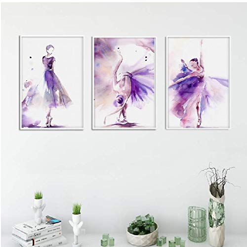 Ballerine pourpre sur toile abstraite 50x70cm pour la décoration murale d'une chambre moderne
