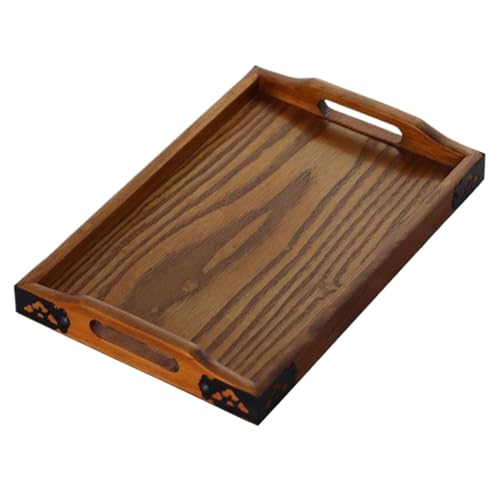 Bandeja De Madera Con Asas | Plato Decorativo Para La Encimera De La Cocina | Ideal Para El Hogar, Desayuno, Almuerzo O Cena | Bandeja Multiusos Para Sala De Estar, Dormitorio, Mesa De Centro, Otomana