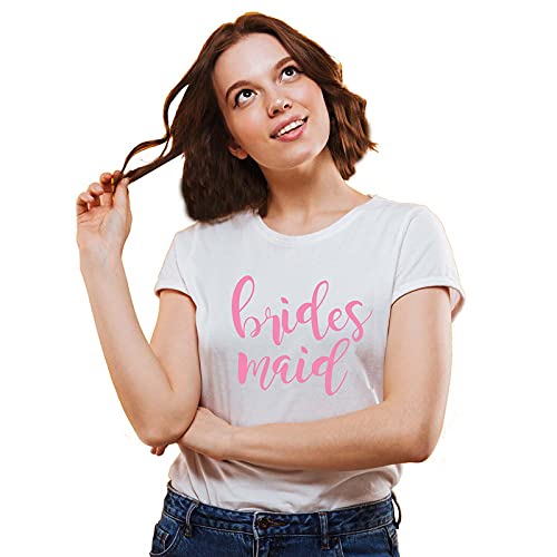 GenericBrides Maids Printed Polyester Round Neck Casual T-Shirt (White) { X-Large 42