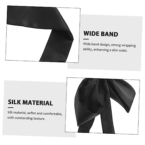 ABOOFAN Cinch Belts Blouse Shirt Belt Sash s for Dresses for Women Dress Cloth Women Dress Sash for Bridesmaid Black Decor Bow Tie Silk Kimono Miss3