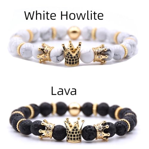 Crown Bracelets Bead Bracelet Mens Bracelet Womens Bracelets Matching Couple Zircon Crown Fashion Jewelry Elastic Adjustable Charm Jewelry for Men Women3