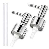2-Pack Soap Dispenser Pumps Replacement, Universal Lotion & Soap Pump Heads for Standard 28/400 Bottle Neck, Silver Finish (Fits 26mm-28mm/ 1.02-1.10 inch)