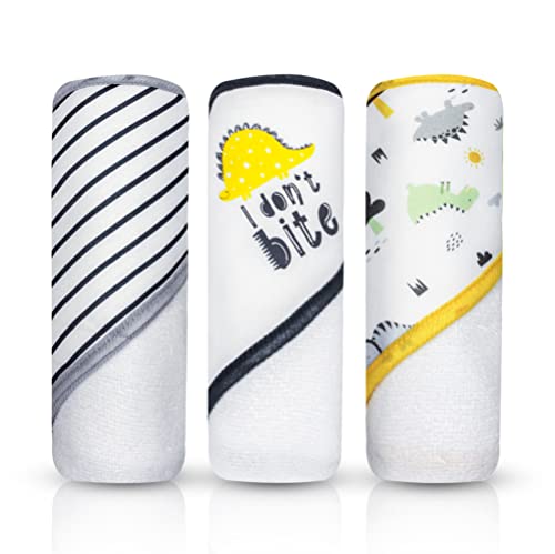 Image of MODERN BABY 3 Pack Hooded Baby Bath Towel Set for Newborns Infants & Toddlers, Boys & Girls Baby Hooded Towels
