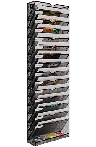 EasyPAG 16 Tier A4 Mesh in Tray Hangende Muur Bestand Houder Mail Organizer Tijdschrift Opslag Rek, Zwart