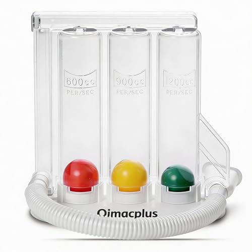 Image of Qimacplus 3 Ball Spirometer, BreathFull Breathing Exerciser - Respiratory Exerciser, Breathing Exercise, Respirometer, Breath Measurement System | Washable, Hygienic & Detachable