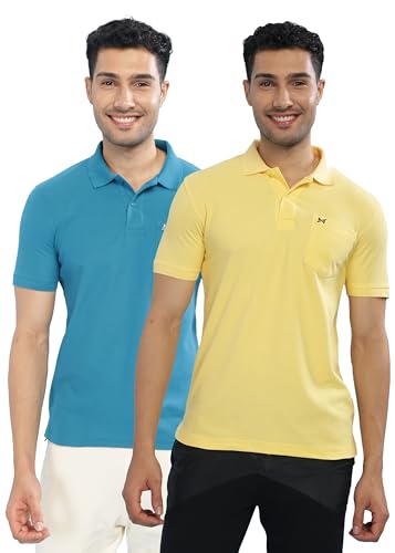 Image of Force NXT Polo Neck T-Shirt for Men Pack of 2 | Regular Fit T-Shirt for Men | Premium Super Combed Rich Cotton Polo Shirt | Men's Ultra Soft Half Sleeve T-Shirt