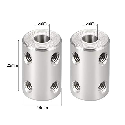 Uxcell 5Mm To 5Mm Bore Rigid Coupling Set Screw L22Xd14 Stainless Steel,Shaft Coupler Connector For Rc Airplane Boat, Motor Accessories #TOP2
