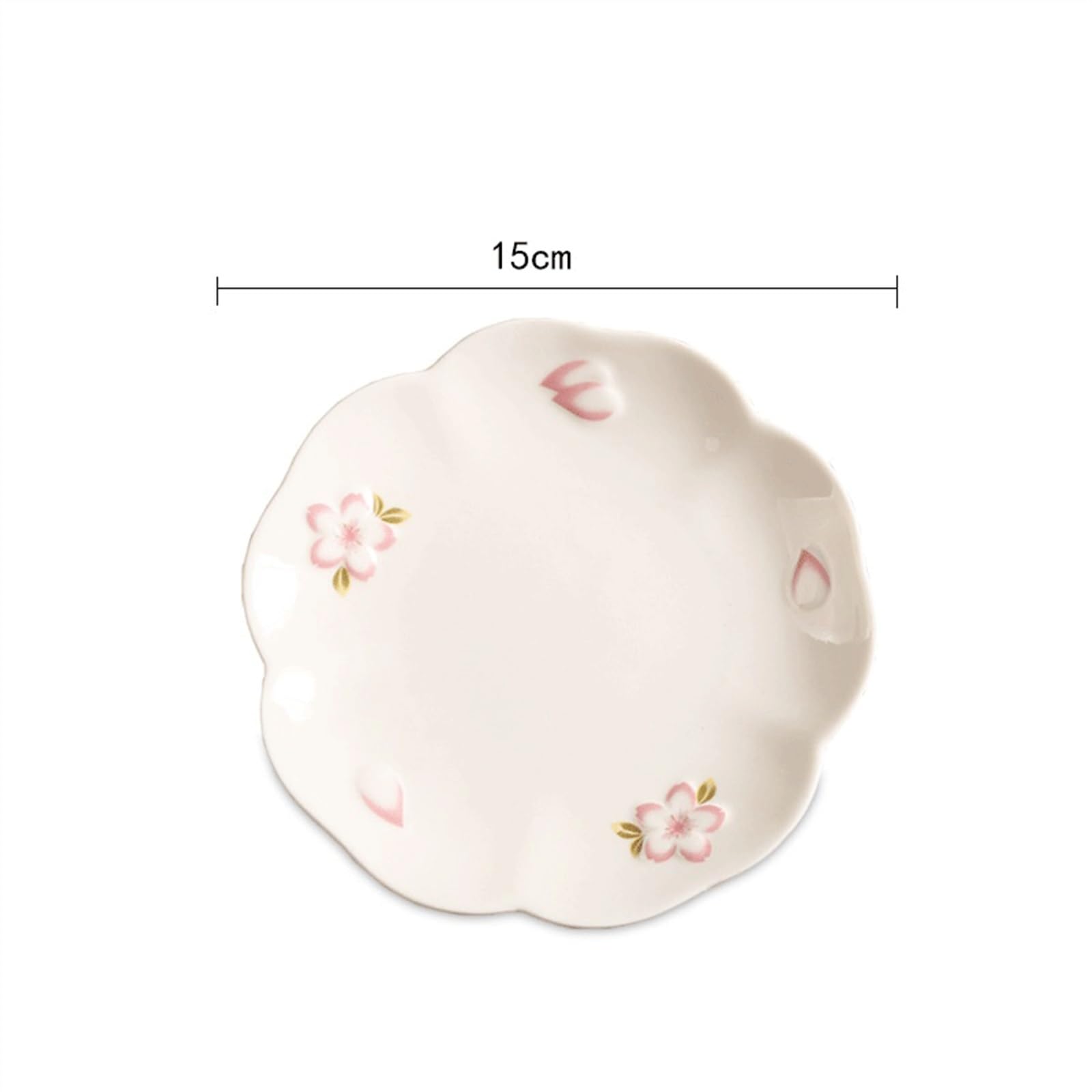 Handbemalter Keramikteller mit geprägten Kirschblüten - 15,2 cm weißer Speiseteller für Steak, Obst, Dessert - Elegantes Küchengeschirr Dish