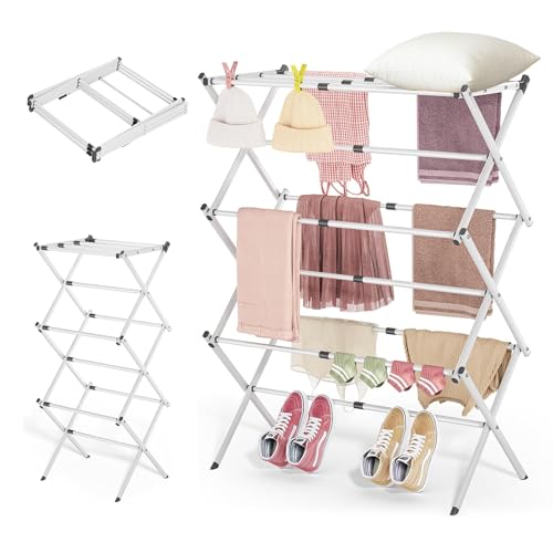 Catálogo de secadora ropa toallas favoritos de las personas. 43 Woccatisy Tendedero Plegable para Ropa - Plegable y Portátil, Acero Resistente, Secador de Ropa para Interior y Exterior, Rack de Secado para Ropa, Toallas, Zapatos 104x37x76...