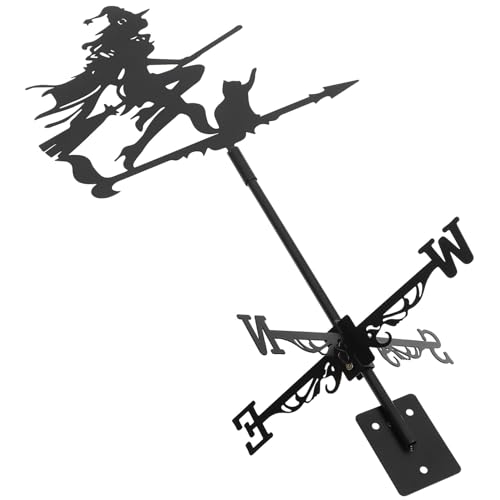 TOBBOMEY Hexen Wetterfahne aus Lackiertem Edelstahl Dekoratives Meteorologisches Instrument für Dach und Garten Wetterfeste Windrichtungsanzeige für Außenbereich TOBBOMEY Hexen Wetterfahne aus Lackiertem Edelstahl Dekoratives Meteorologisches Instrument für Dach und Garten Wetterfeste Windrichtungsanzeige für Außenbereich