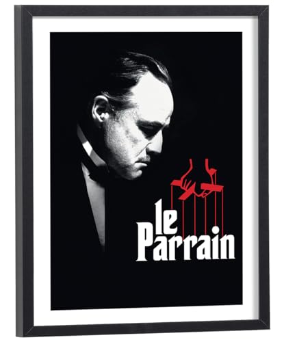 Générique Tableau film Le Parrain 30 x 40 cm avec cadre en bois noir inclus - Affiche cinema...