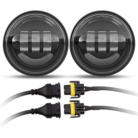 XPCTD 4.5 Inch LED Passing Lights 4-1/2 Driving Fog lights Auxiliary Spot Lights for Electra Glide Road King Ultra Classic 2005 2006 2007 2008 2009 2010 2011 2012 2013 2014 2015 2016 Black Cover