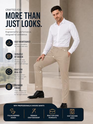 SaintX Store SaintX Men's Mid Rise Stretchable Formal Pants (Noble - Image 7