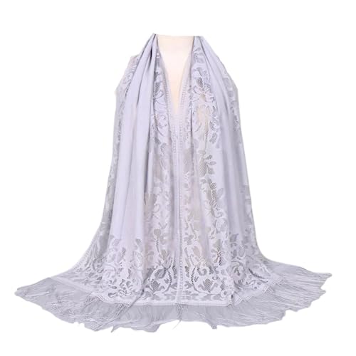Elegante bufanda de encaje para mujer, con borlas, protector solar, chal ligero para fiesta, boda, poncho bohemio chic para la playa, 2205QL132-06, 60