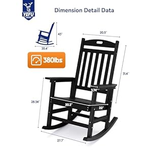YEFU Outdoor Rocking Chair Set of 2,Poly Lumber Patio Rocker Chair with High Back,Poly Rocking Chair Look Like Real Wood,Widely Used for Lawn, Porch,Backyard,Indoor and Garden(Black) YEFU Outdoor Rocking Chair Set of 2Poly Lumber Patio Rocker Chair with High BackPoly Rocking Chair Look Like Real WoodWidely Used for Lawn PorchBackyardIndoor and GardenBlack