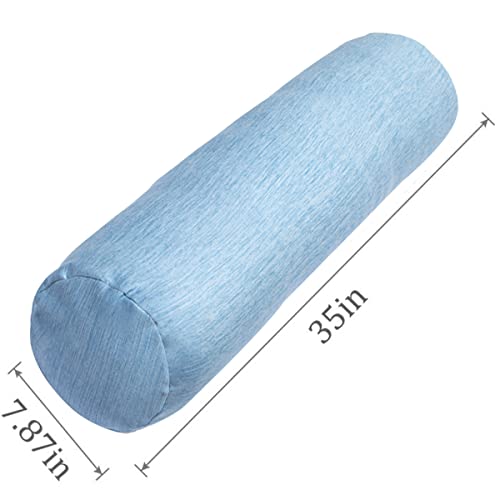 1 MIDDLE ONE Body Pillow, Bolster Pillow with Cooling Cover, Long Round Roll Cylinder Pillow for Bed, 35" x 7.87", Blue