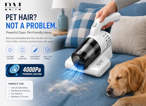 Image of Bed & Sofa Cordless Vacuum Cleaner with UV-Light Sterilization | Dust Remover | Suitable for Pillows, Bed, Mattresses, Carpet | HEPA Filter for Dust Mites, Pet Hair| Dust Controller